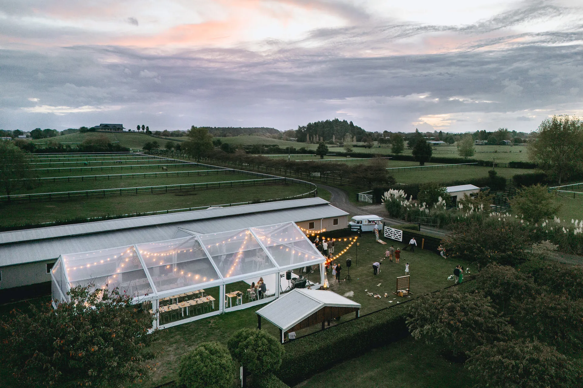 Aerial marquee wedding venue