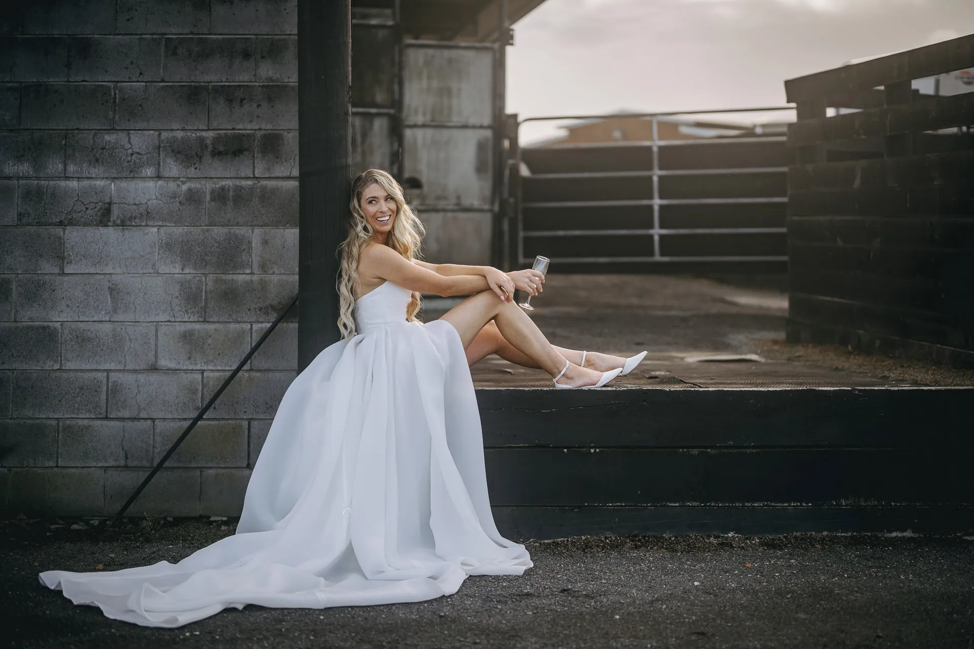 Relaxed bride wedding portrait