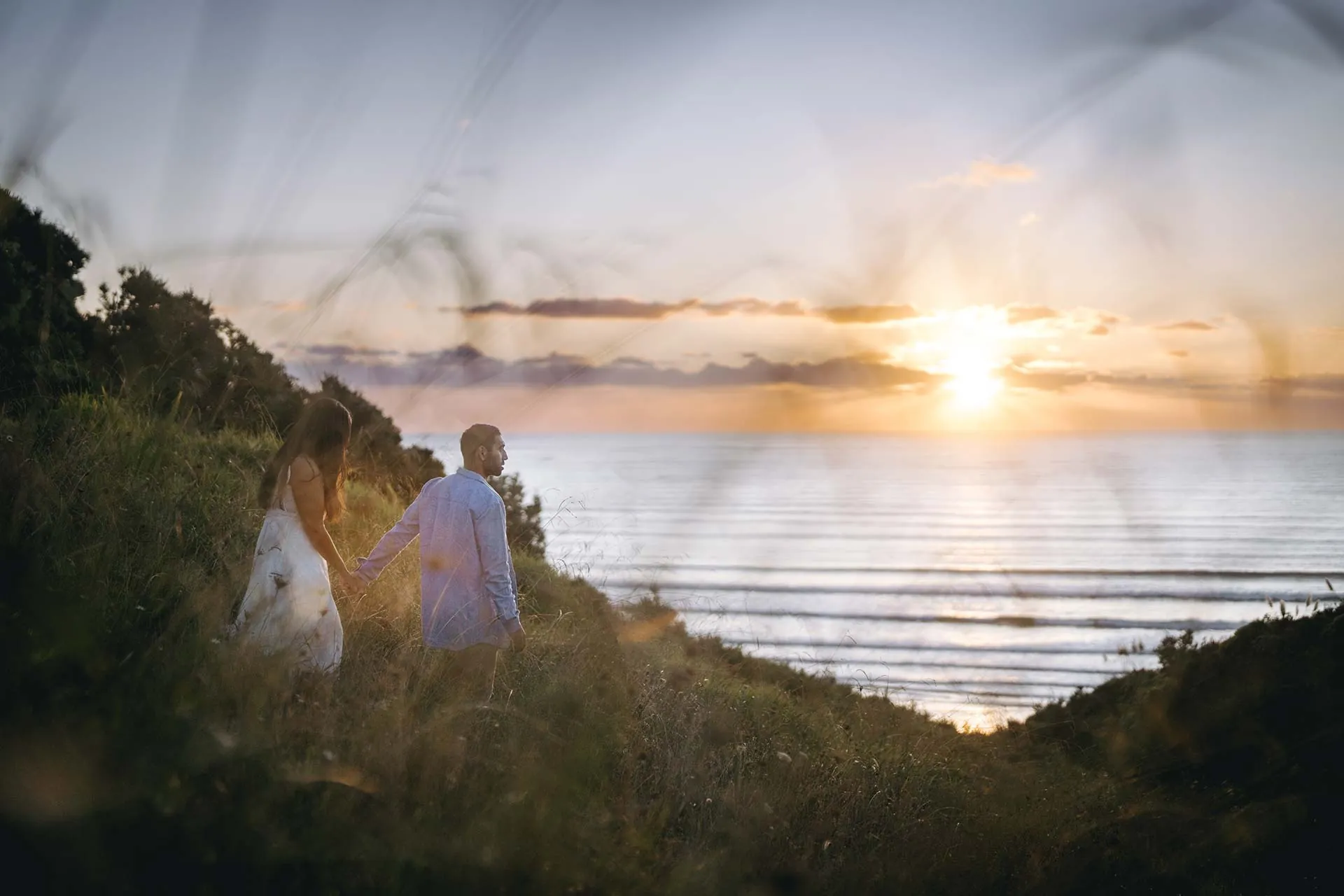Raglan coastal engagement sunset