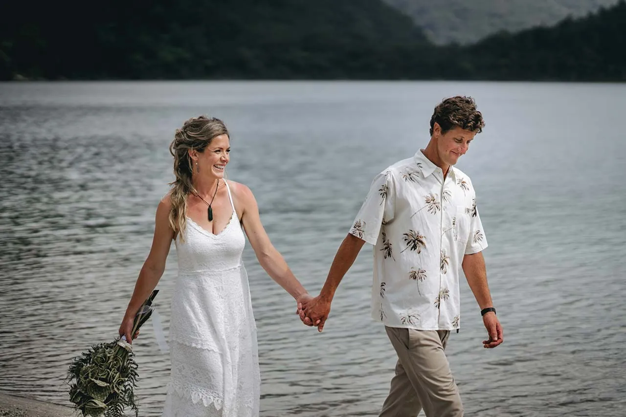 Lakes lodge lakeside wedding portrait