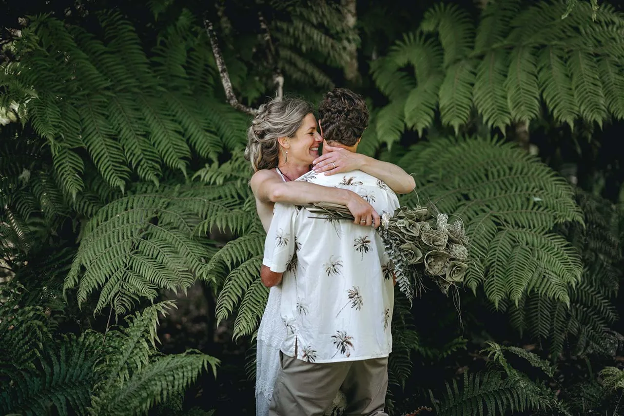 Lakes lodge newlywed native forest portrait