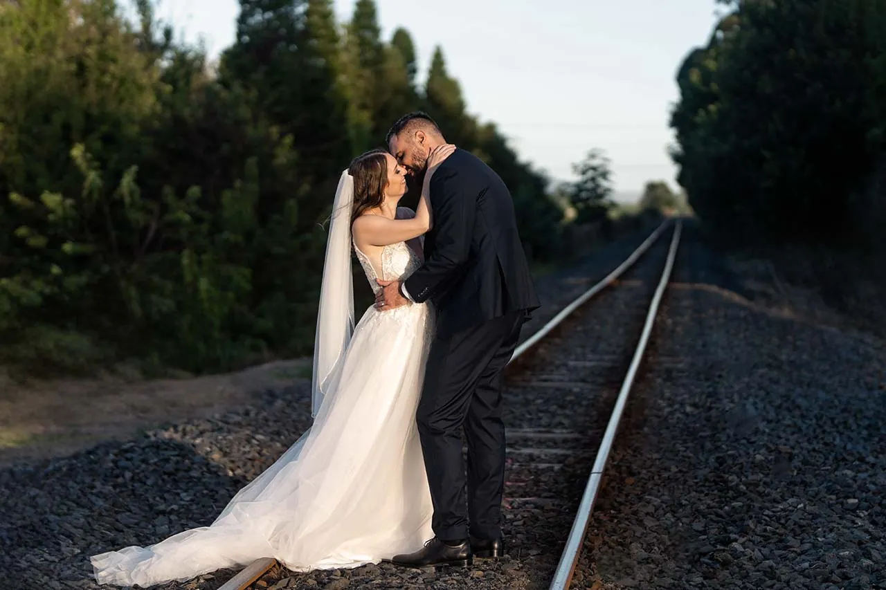 Woodside estate railway wedding portrait