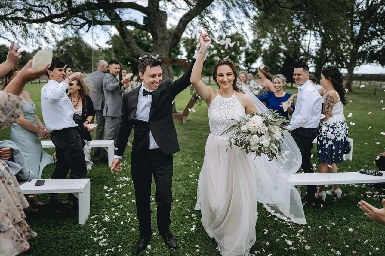 Zenders Hamilton wedding ceremony exit