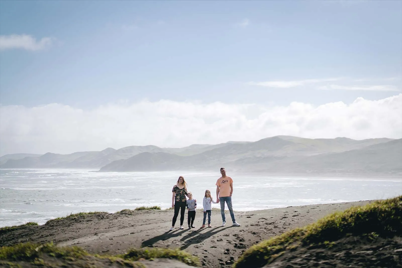 Family portrait overlooking the Raglan coast